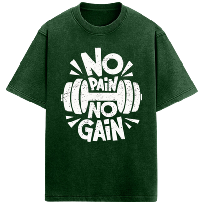 No Pain No Gain Tshirt | Gym Tshirt | Oversized Acidwash Tshirt