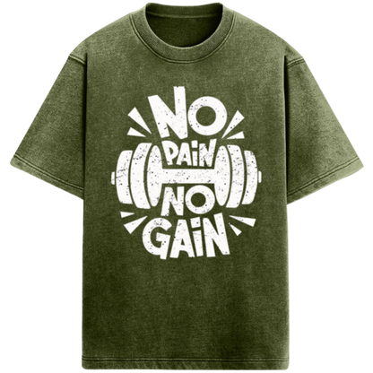 No Pain No Gain Tshirt | Gym Tshirt | Oversized Acidwash Tshirt