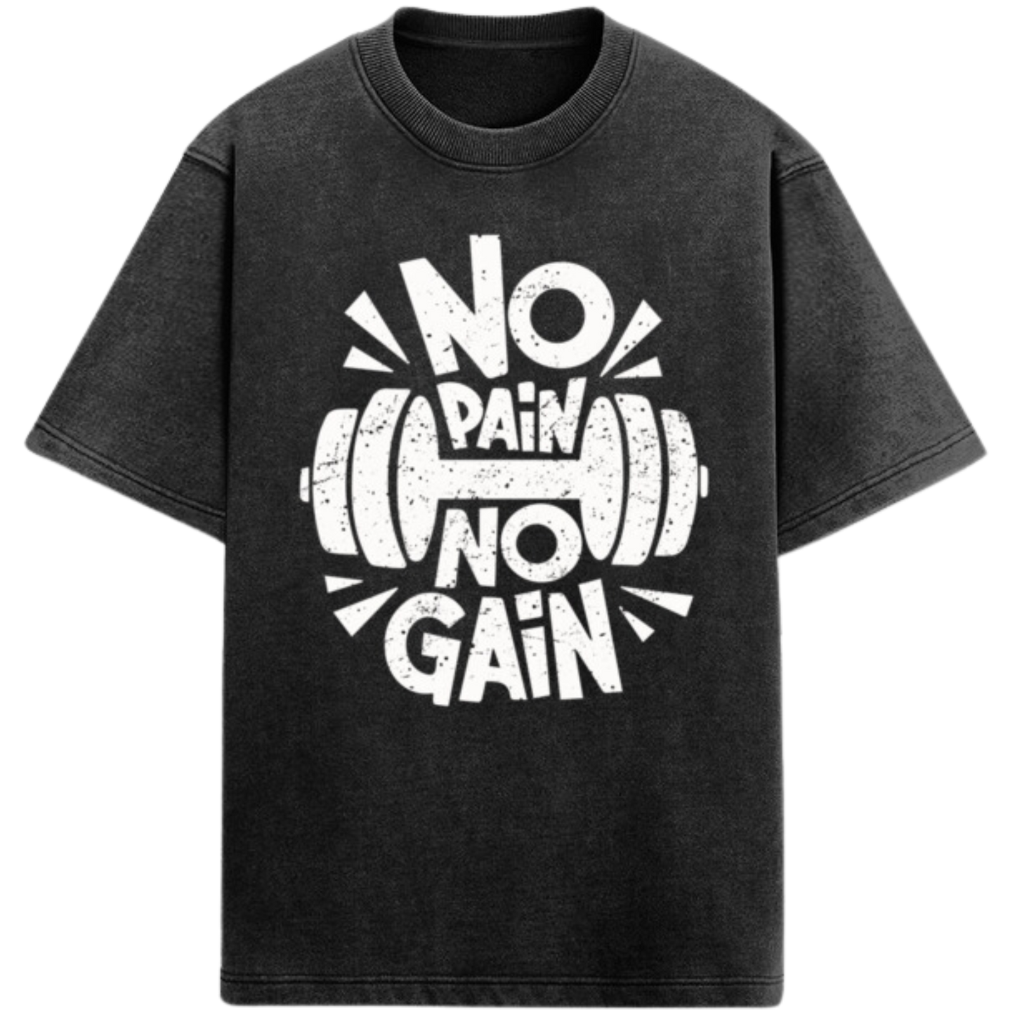 No Pain No Gain Tshirt | Gym Tshirt | Oversized Acidwash Tshirt