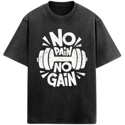 No Pain No Gain Tshirt | Gym Tshirt | Oversized Acidwash Tshirt